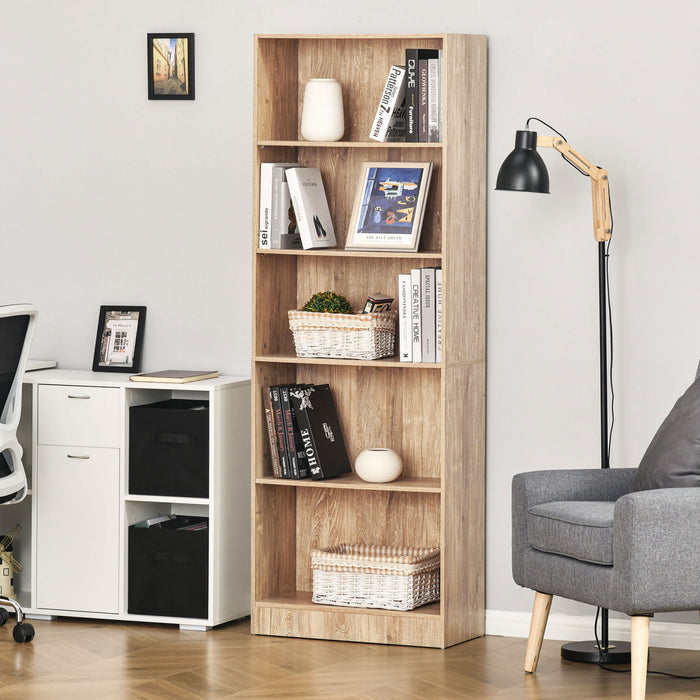 HOMCOM 5-Tier Bookcase Display Unit Storage Cabinet Adjustable Shelf