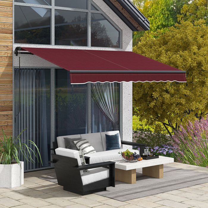 Outsunny 10' X 8' Patio Retractable Awning Sunshade Shelter, Wine Red