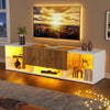 Lucas Modern TV Stand for 70 Inch TVs with Storage Drawers and LED Lighting,White | Lucas meuble TV moderne pour televiseurs jusqu’a 70 pouces – meuble avec tiroirs de rangement et eclairage LED, blanc