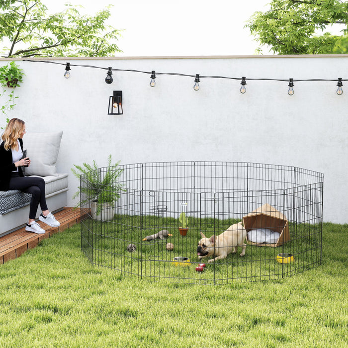 PawHut Dog Playpen Puppy Play Pen, 12 Panels Pet Exercise Fences for Outside Indoor, 30\"H