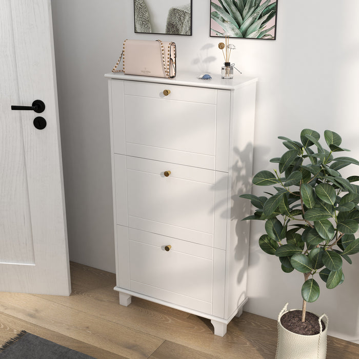 HOMCOM Modern Shoe Cabinet with 3 Flip Drawers for 12 Pairs of Shoes