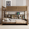 Liam Solid Wood Full XL Over Queen Bunk Bed with Storage & USB Ports, Brown | Lit superpose Liam en bois massif Full XL sur Queen avec rangement et ports USB, brun