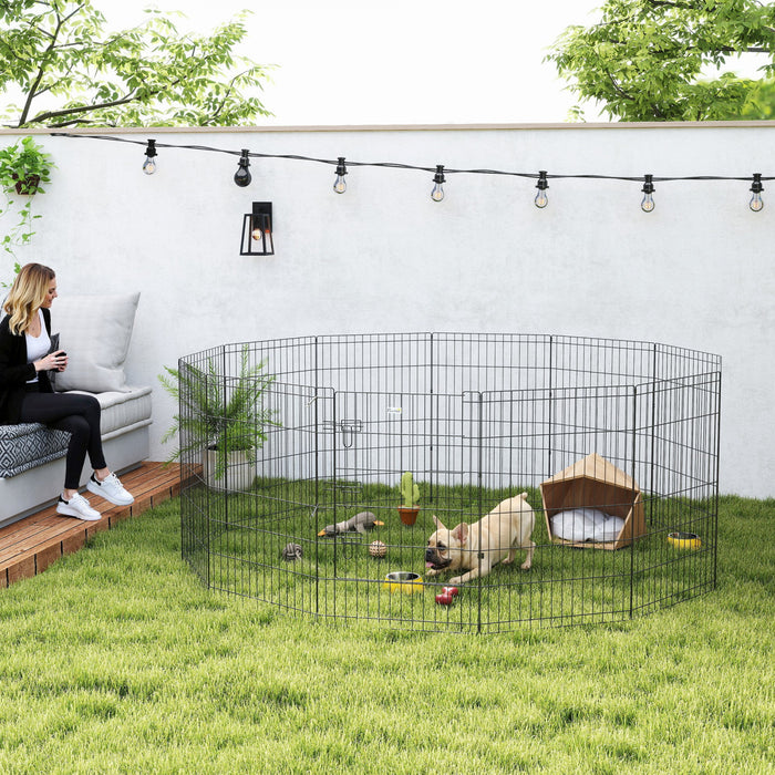 PawHut Dog Playpen Puppy Play Pen, 12 Panels Pet Exercise Fences for Outside Indoor, 36\"H