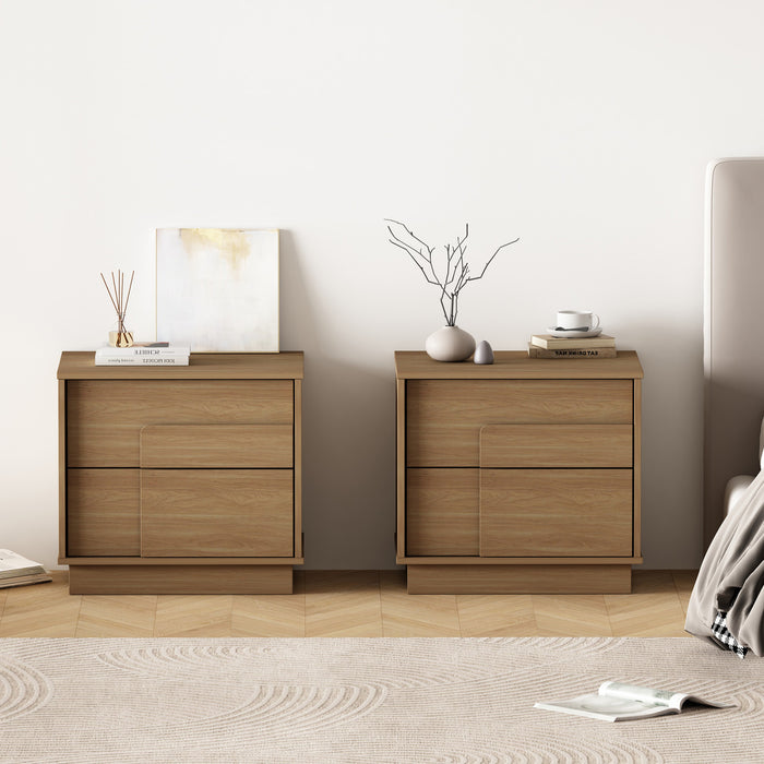 Horizon Modern 22\" Nightstand in Maple (2-Drawer) - Set of 2