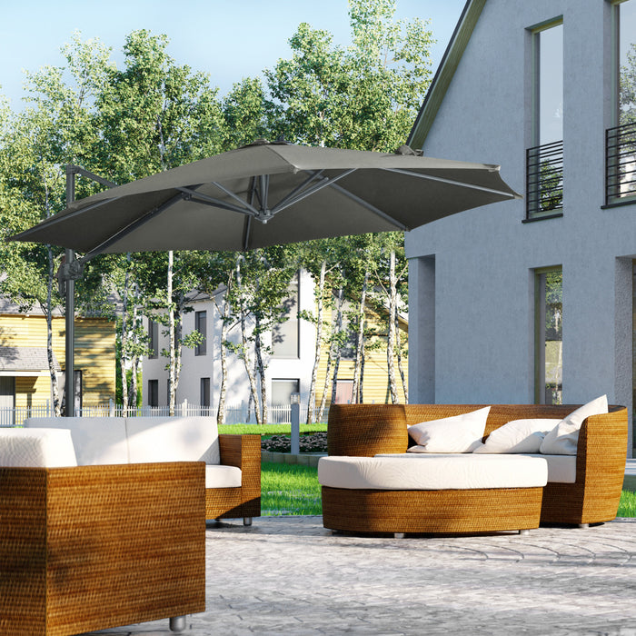 Outsunny ⌀ 9.6' Patio Hanging Offset Umbrella Aluminum Pole, 360° Rotation