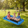 Qaba 60" Platform Swing, Retangular Tree Swing Seat for Kids with Adjustable Height and Tree Straps, 660 lbs Capacity, for Indoor Outdoor Playground Up to 4 Children, Blue