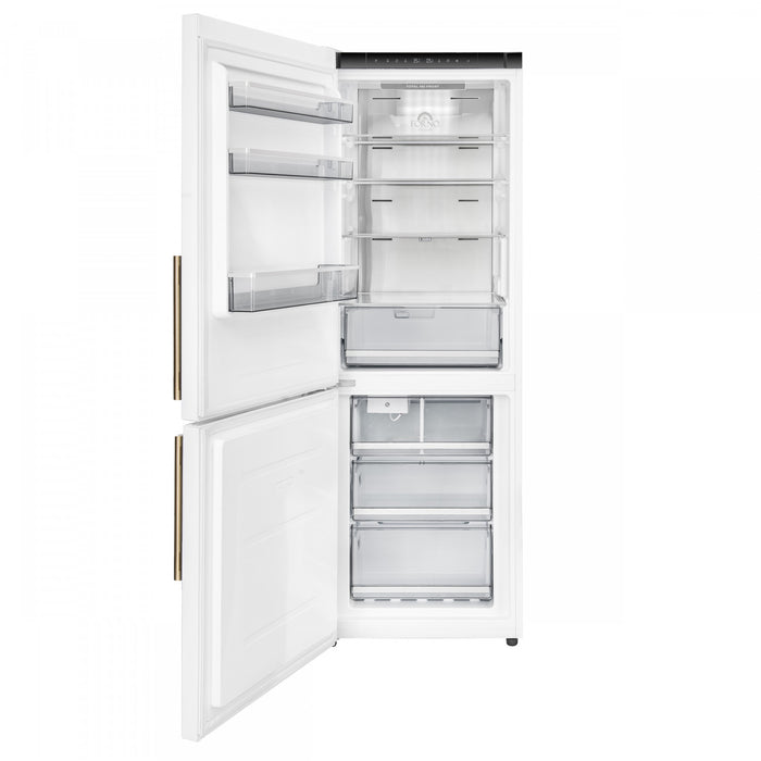 Forno Custodia 24\" Bottom Freezer, 10.3 cu.ft., Left Swing, Ice Maker, White - FFFFD1766-24WHT-LS Refrigerator