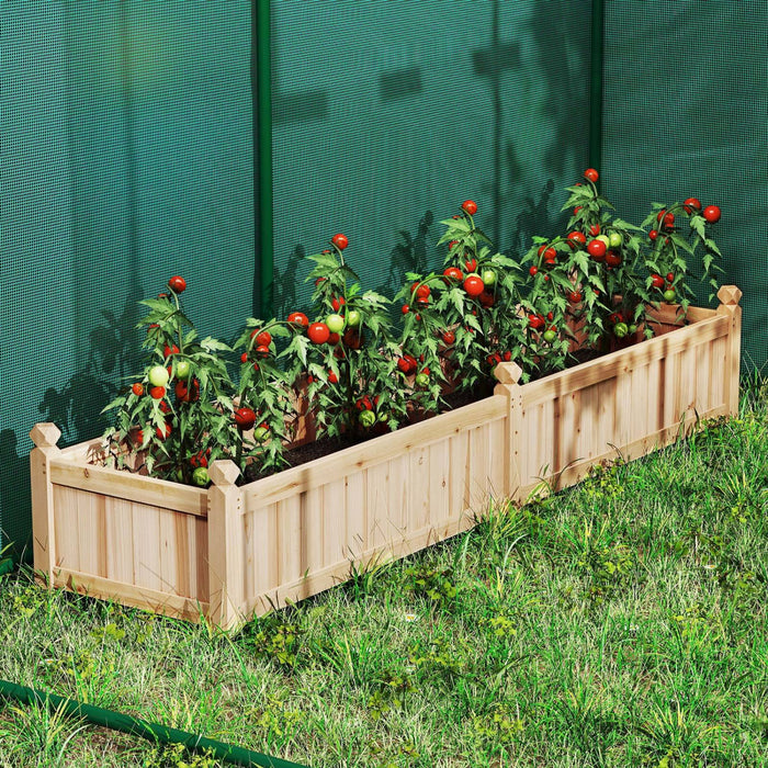 Costway Wooden Raised Garden Bed Outdoor Rectangular Planter Box Whth Drainage Holes, Natural