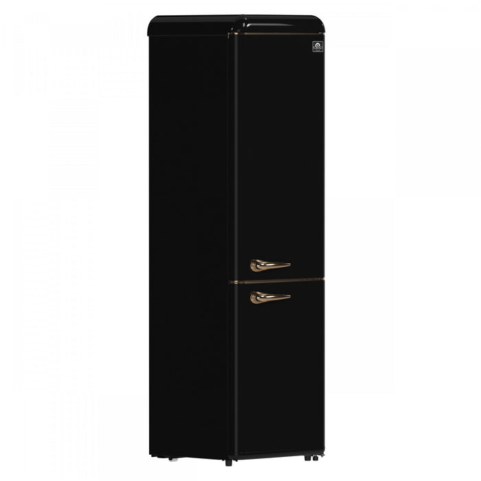 Forno Storico 22 Inch Retro Bottom Freezer Fridge in Black, 9 cu.ft. - FFFFD1745-22BLK