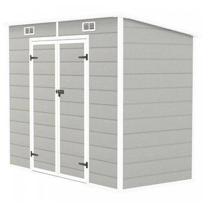 Outsunny 8' X 4' Outdoor Storage Shed, Resin Shed With Floor, Light Grey|Outsunny Abri De Rangement 8' X 4', Remise En Resine Avec Sol, Gris Clair