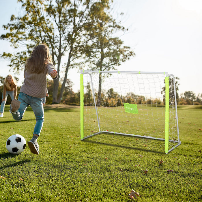 Soozier 6ft X 4ft Soccer Goal Net With Metal Frame, Easy Assembly, Yellow