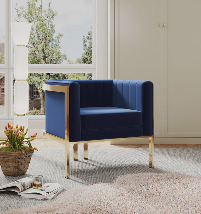 Paramount Modern Velvet Lounge Chair in Royal Blue - Set of 2