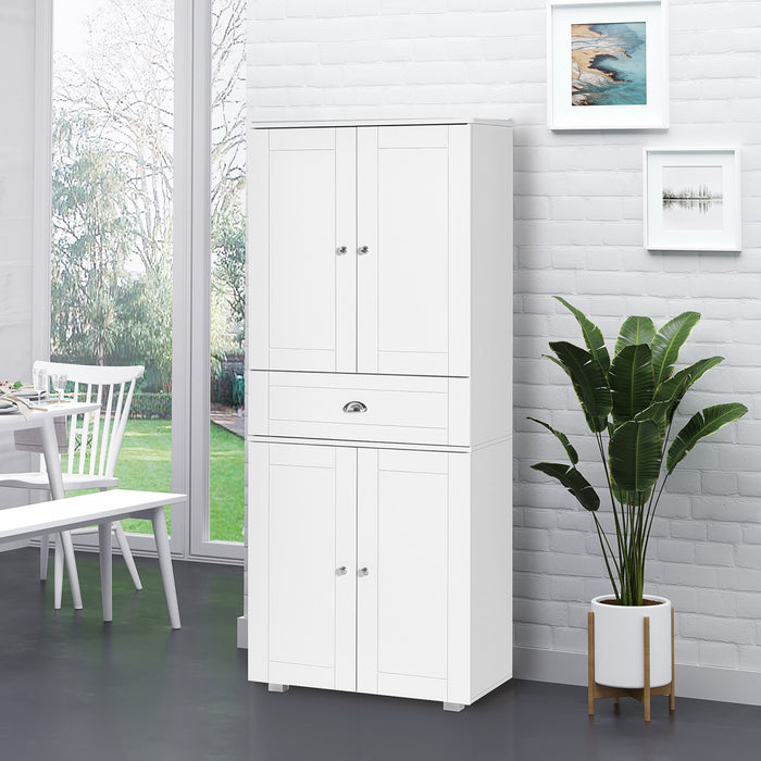 HOMCOM 72\" Kitchen Pantry with Drawer, 4 Doors and 3 Adjustable Shelves