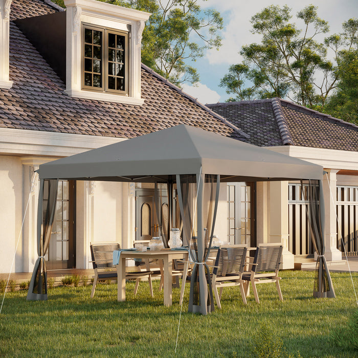 Outsunny 10' X 10' Pop Up Canopy Tent Gazebo With Removable Mesh Sidewall