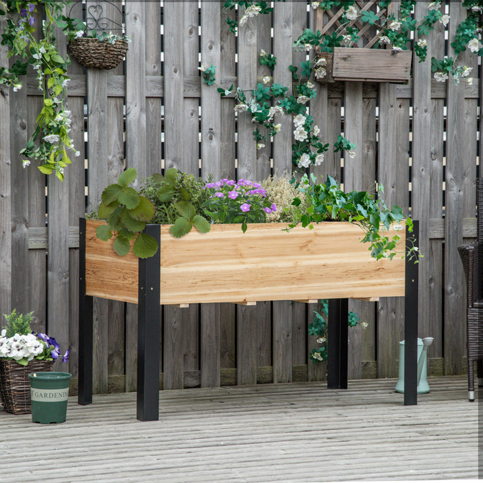 Outsunny 47''x24''x29'' Elevated Planter Box With Legs Raised Garden Bed, Metal Frame Elevated Planter Box For Backyard, Patio To Grow Vegetables, Herbs, And Flowers