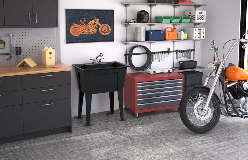 Tewel Laundry Tub Accent Cabinet - Black