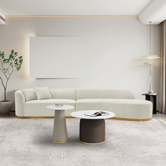 Daria Modern 132\" Chenille Sectional in Ivory