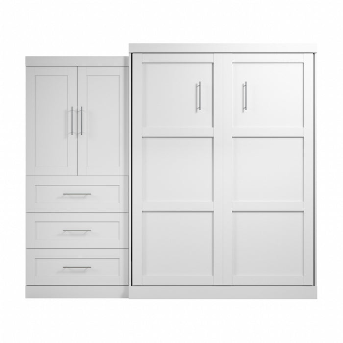Bestar Pur Queen Murphy Bed and Storage Cabinet with Drawers (101 W) - White