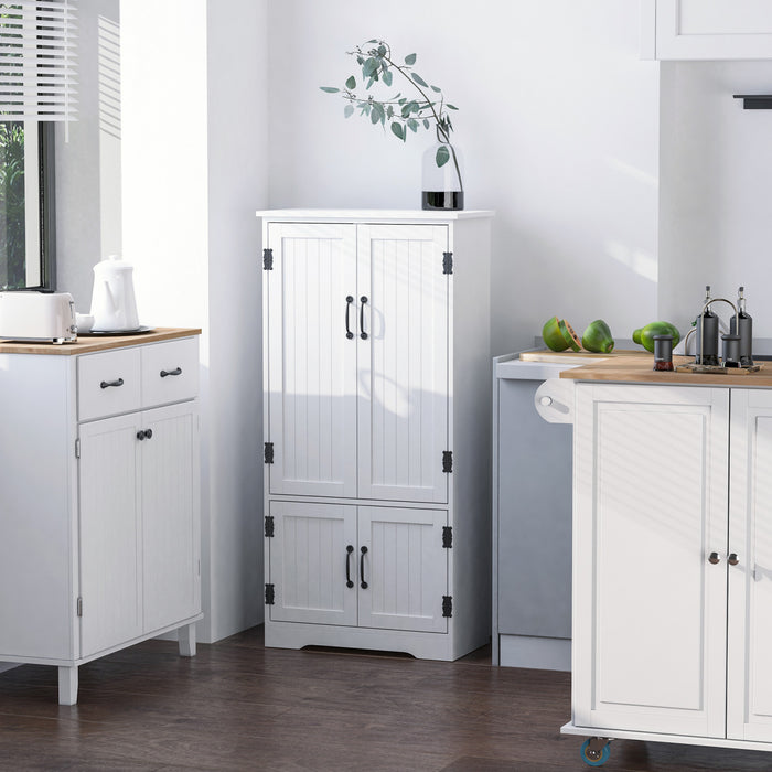HOMCOM 48\" Kitchen Pantry, Kitchen Storage Cabinet with Shelves, White