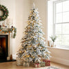 HOMCOM 7ft Prelit Flocked Christmas Tree, Downswept Hinged Xmas Tree