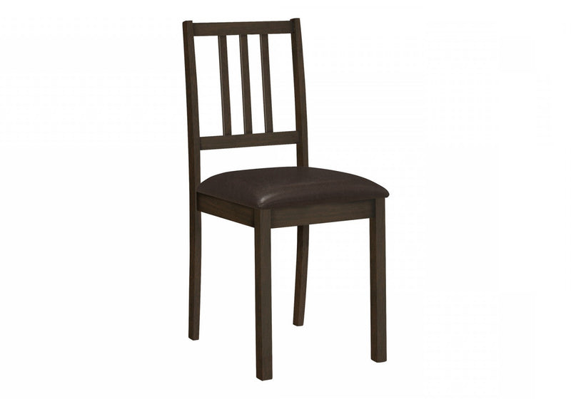 Dining Chair Set of 2 Kitchen Dining Room Brown Leather-Look Brown Wood Legs Transitional