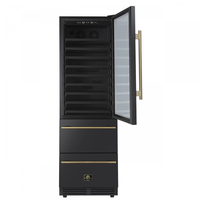 Forno Azienda 24\" Dual Zone Wine Cooler, 15.8 Cu.Ft, 108 Bottles & 100 Cans, Black - FWCDR6628-24BLK Refrigerator