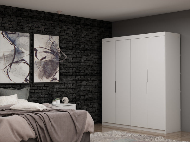 Mulberry Contemporary Modern 2-Piece Wardrobe Closet in White