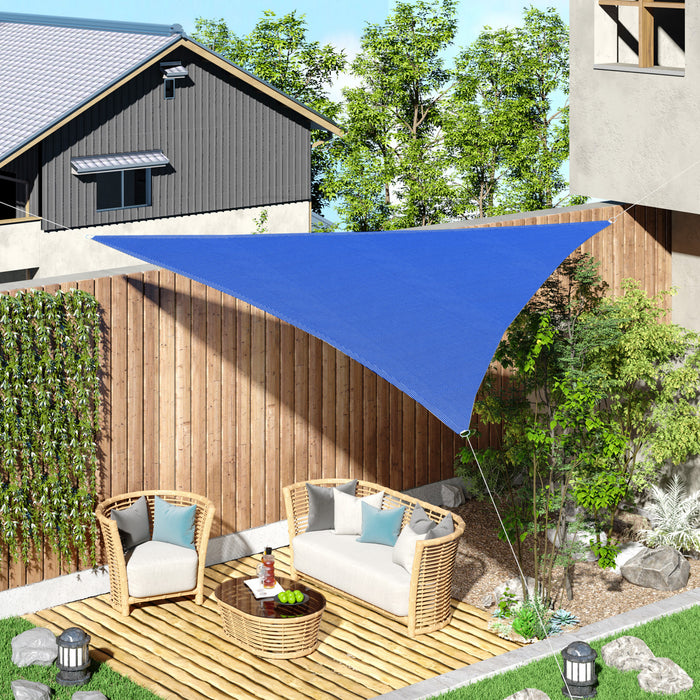 Outsunny Triangle 16.4' Canopy Sun Sail Shade Garden Cover Uv Protector Outdoor Patio Lawn Shelter With Carrying Bag (blue)