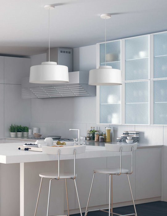 Dainolite Kup 1 Light Metal Pendant White Finish Lamp