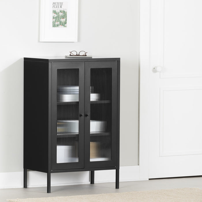Kodali Glass Door Accent Cabinet - Black