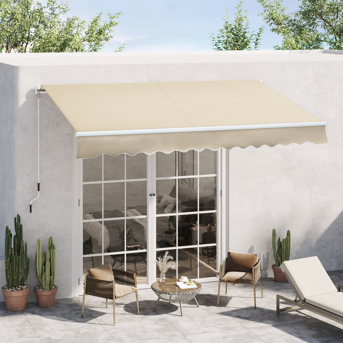 Outsunny 12' X 8' Retractable Awning Patio Awnings Sun Shade Shelter Cream