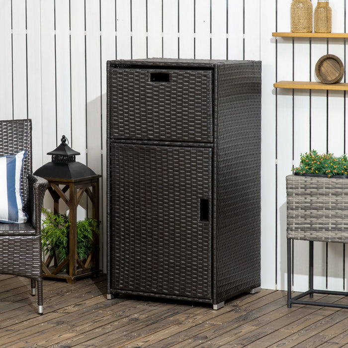 Outsunny Outdoor Towel Rack For Pool W/ Two Storage Space Towel Rack, Dark Brown