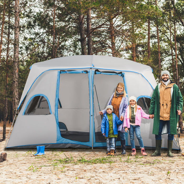 Outsunny Camping Tent Family Tent 4-8 Person With 2 Room And Mesh Windows