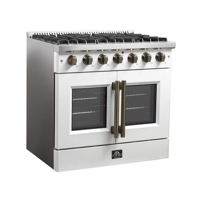 Forno Galiano 36\" White Gas Range, 4.32 cu.ft- FFSGS6444-36WHT