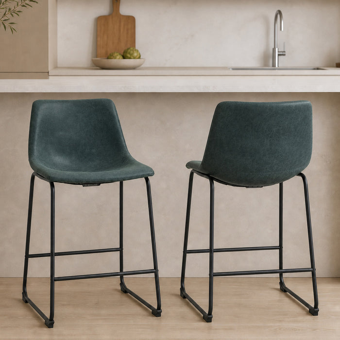 HOMCOM Bar Stools Set of 2, Counter Height Barstools with Back