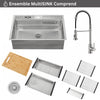 MultiSINK 33 in. Dual Mounted 3-Level Workstation Kitchen Sink, Faucet, Glass Rinser,Stainless Steel- D-WP30 Laundry Combo | Evier poste de travail MultiSINK 33 po, double pose, 3 niveaux, robinet, rince-verre, inox-D-WP30