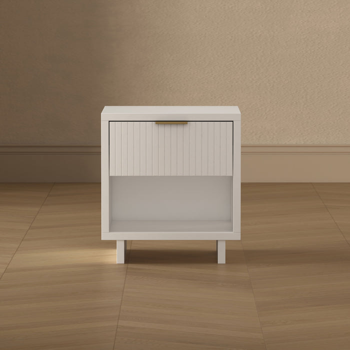 Elara Contemporary 18\" Solid Wood Nightstand in White (1-Drawer)