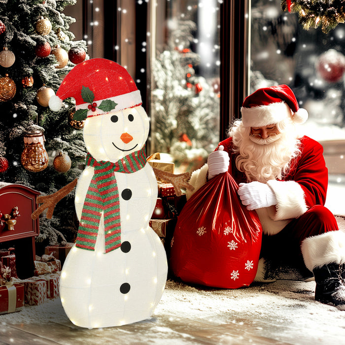 Outsunny Lighted Snowman, Outdoor Christmas Decoration with LED Lights