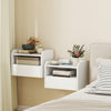 HOMCOM Set of 2 Floating Nightstand w/ Charging Station Bedside Table White