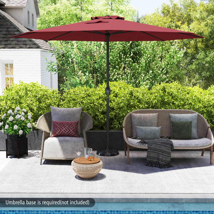Costway 12 FT Patio Umbrella Outdoor Market Umbrella with Crank Handle 8 Sturdy Ribs Red