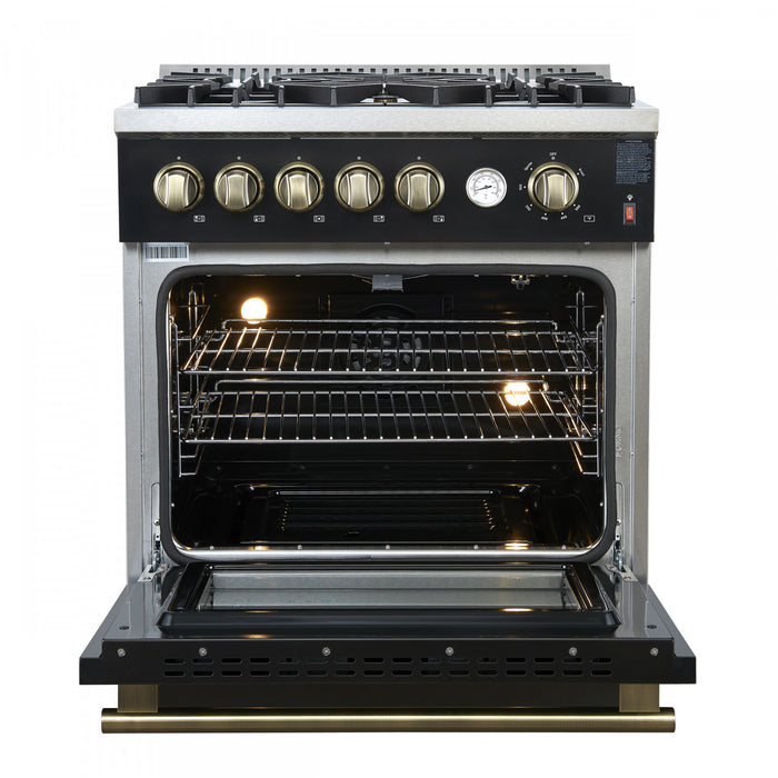 Forno Giovanni 30-inch Gas Range Black, 4.32 cu.ft, -FFSGS6274-30BLK
