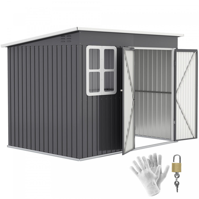 Outsunny 8.5' X 6' Metal Outdoor Storage Shed With Window, Lockable Doors
