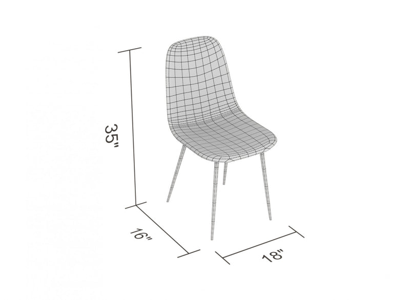 Dining Chair With Grey Fabric Seat And Sturdy Black Metal Base