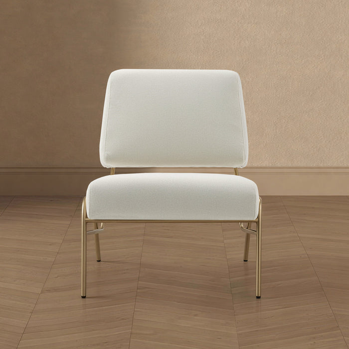 Serenity Contemporary Modern Metal Upholstered Lounge Chair in Ecru