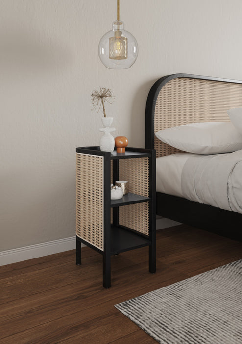 Versailles Industry Chic End Table in Black and Natural - Set of 2