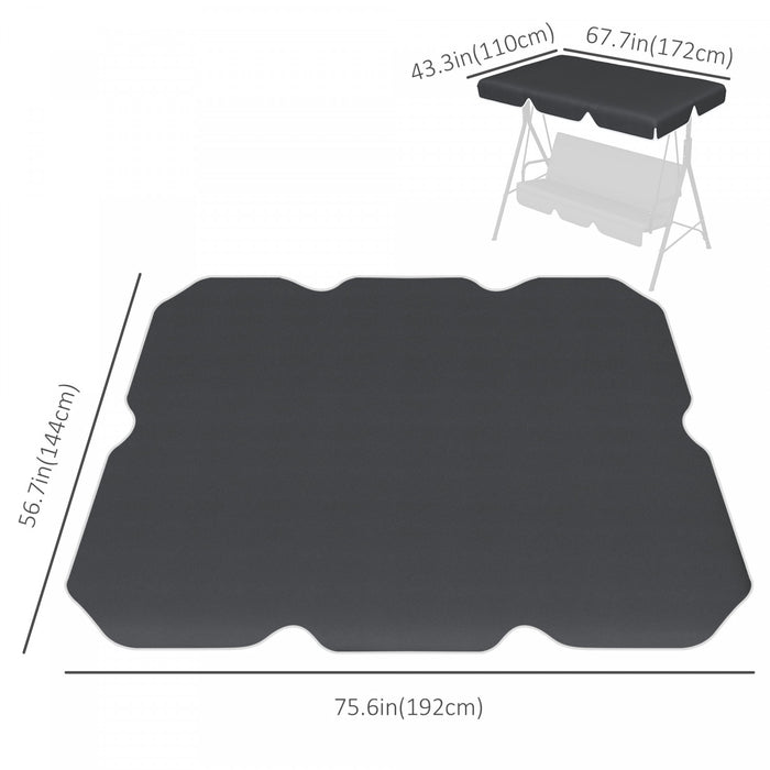 Outsunny 2 Seater Swing Canopy Replacement, Outdoor Swing Seat Top Cover, Uv50+ Sun Shade (canopy Only), Black