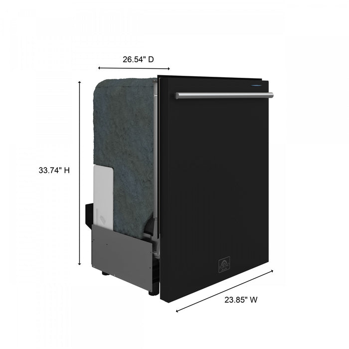 Forno Pozzo 24 in. Built-In Tall Tub Top Control Black Dishwasher, 49 dBA - FDWBI8067-24BLK