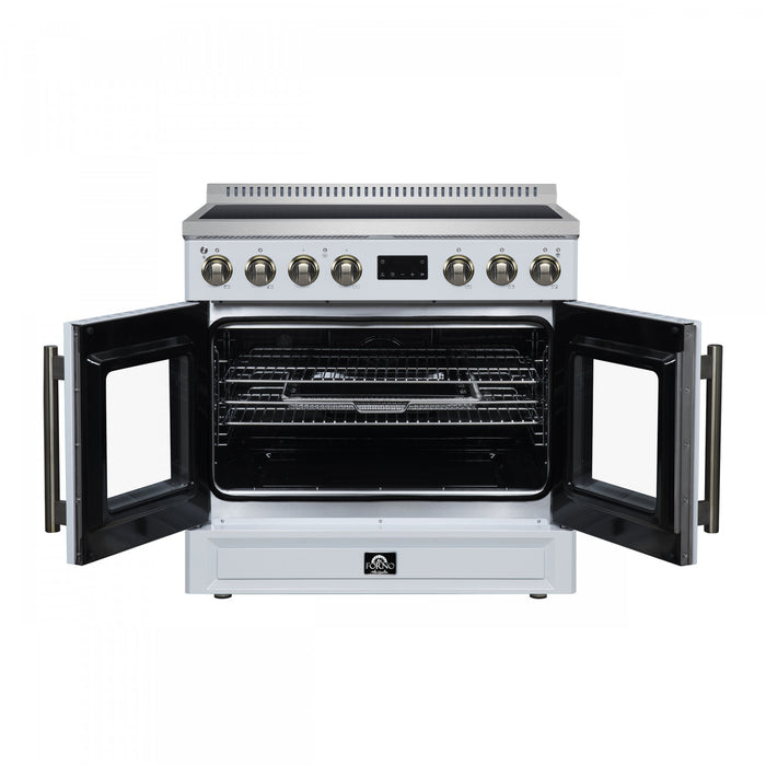 Forno Torino French Door 36 Inch White Induction Range, 5.36 cu.ft. - FFSIN0950-36WHT Electric Range