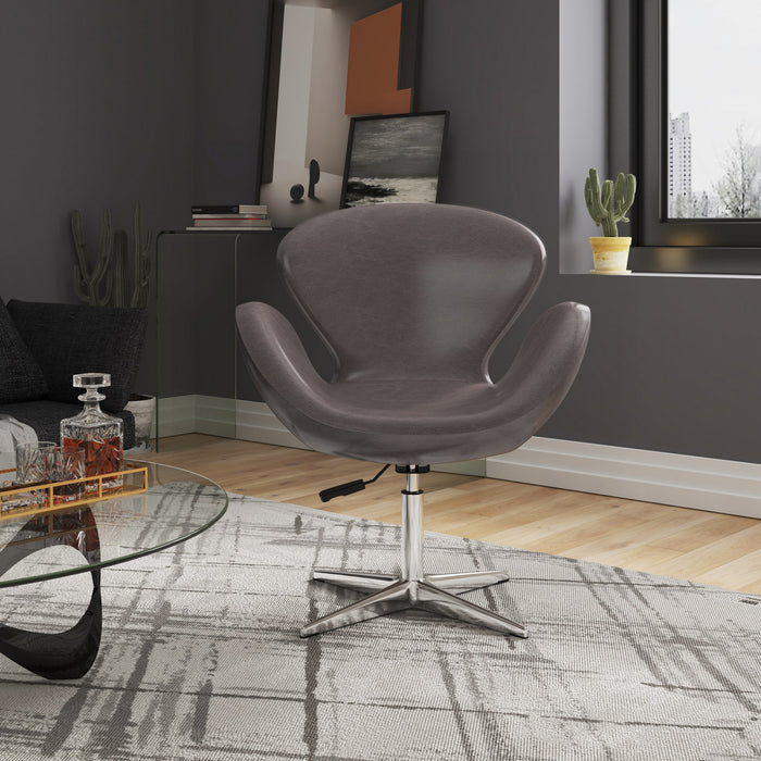 Raspberry Modern Upholstered Swivel Lounge Chair in Pebble Gray - Set of 2 Accent Chair