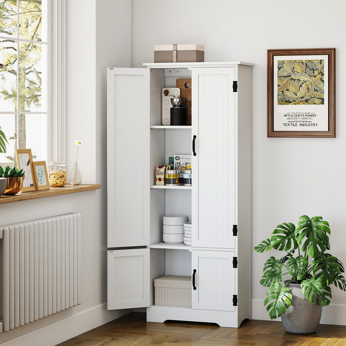 HOMCOM 60\" Kitchen Pantry, Kitchen Storage Cabinet with Shelves, White